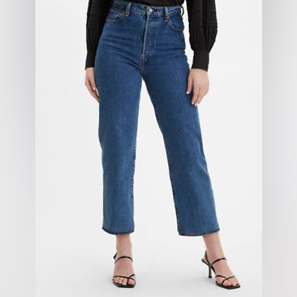Levi’s Dark Wash Ribcage Straight Ankle Jeans